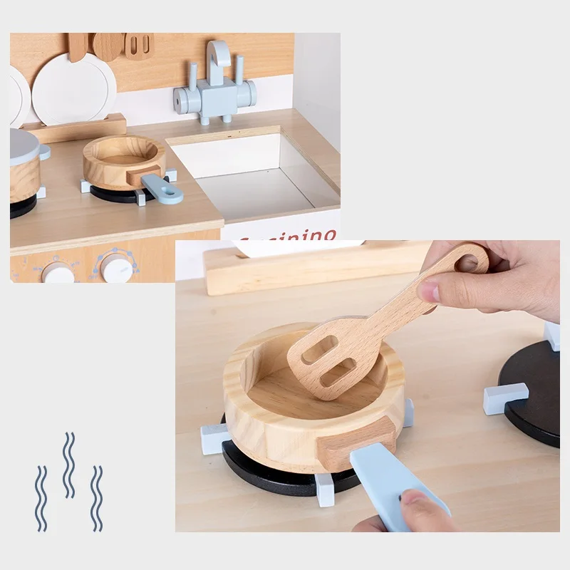 Krishna 2 to 4 Years Educational  Wooden Kids  Light Blue Wood Kitchen Play Cos Toy Set