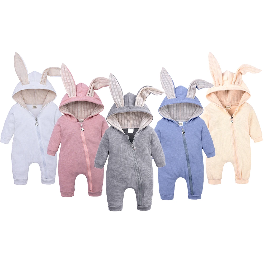 Оптовая продажа, Одежда для новорожденных Одежда для маленьких мальчиков и девочек из хлопка; Детский вязаный свитер с длинным рукавом и комбинезон с заячьими ушками для новорожденных, комбинезон для новорожденных, комбинезон с длинной спинкой