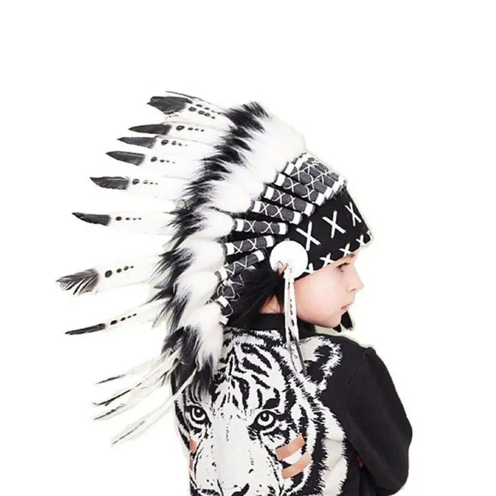 Ins Indian Kids Feather Head Wear Props 