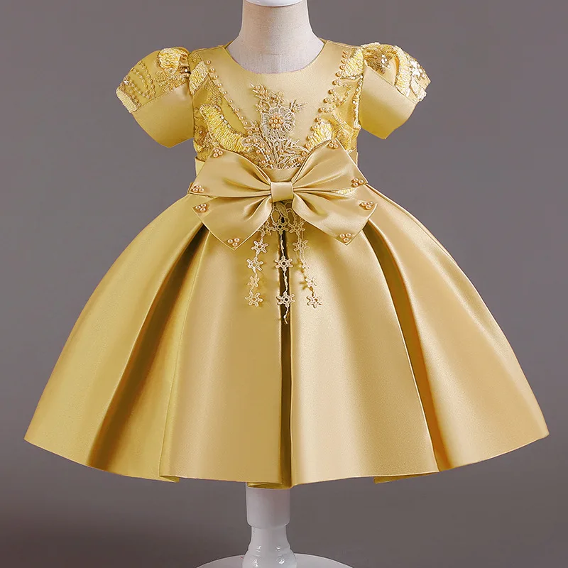 Toddler Baby Girl Birthday Princess Dresses Newborn Wedding Party Dress for  Girls Infant Embroidery Bow Summer Clothes