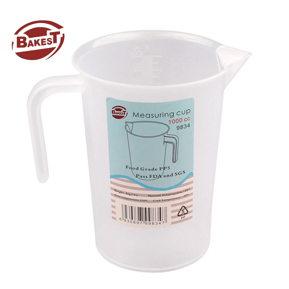 Bakest Pp Plastic Transparent Liquid Measuring Jug With 250ml/500ml/1l/2l/5l Oz/liters/litre Graduated Measurements Cup Jugs Set