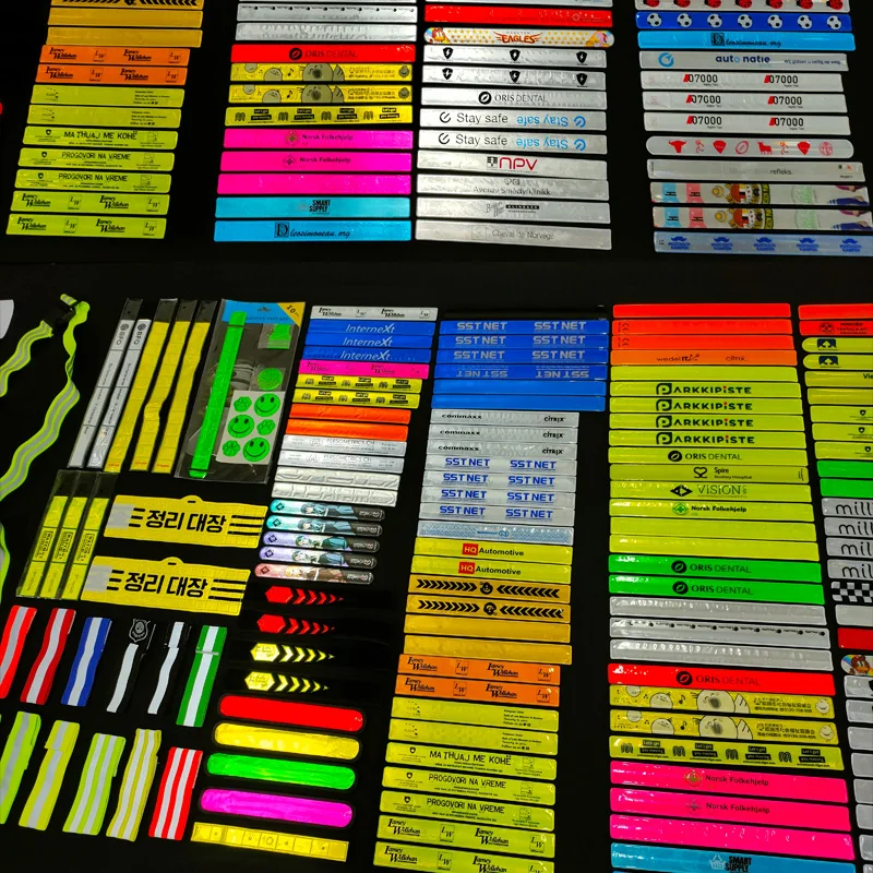 Hi Viz Vis Glow in Dark Reflective Jogger Leg Ankle Plastic Ruler Pvc Slap Reflector Band Bracelet Armband for Kids Safe Running
