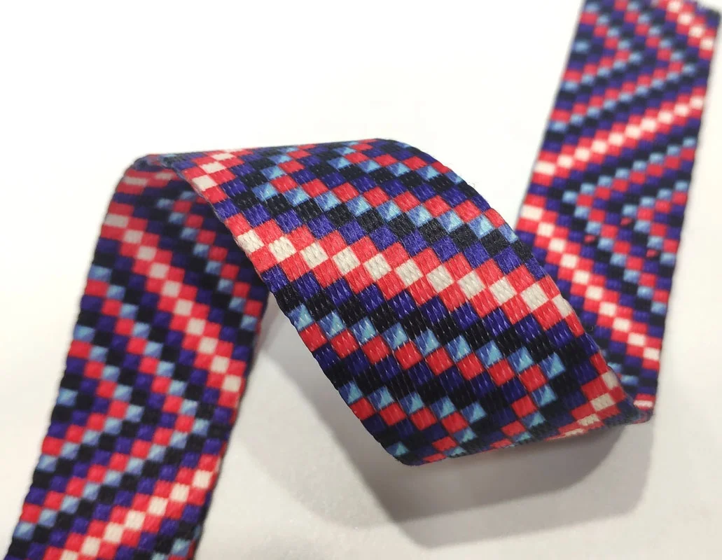 Gradient Color square Pattern Printed Webbing Belt 38mm Polyester Webbing Strap