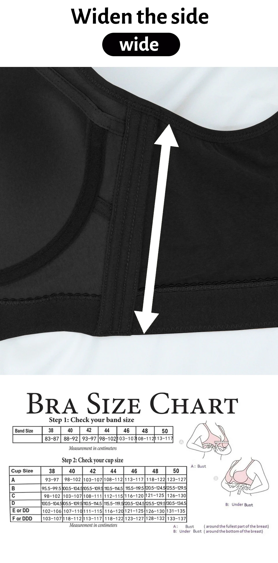 Push Up Bra For Women Corset Top Shapewear Brassiere Wide Back Support ...