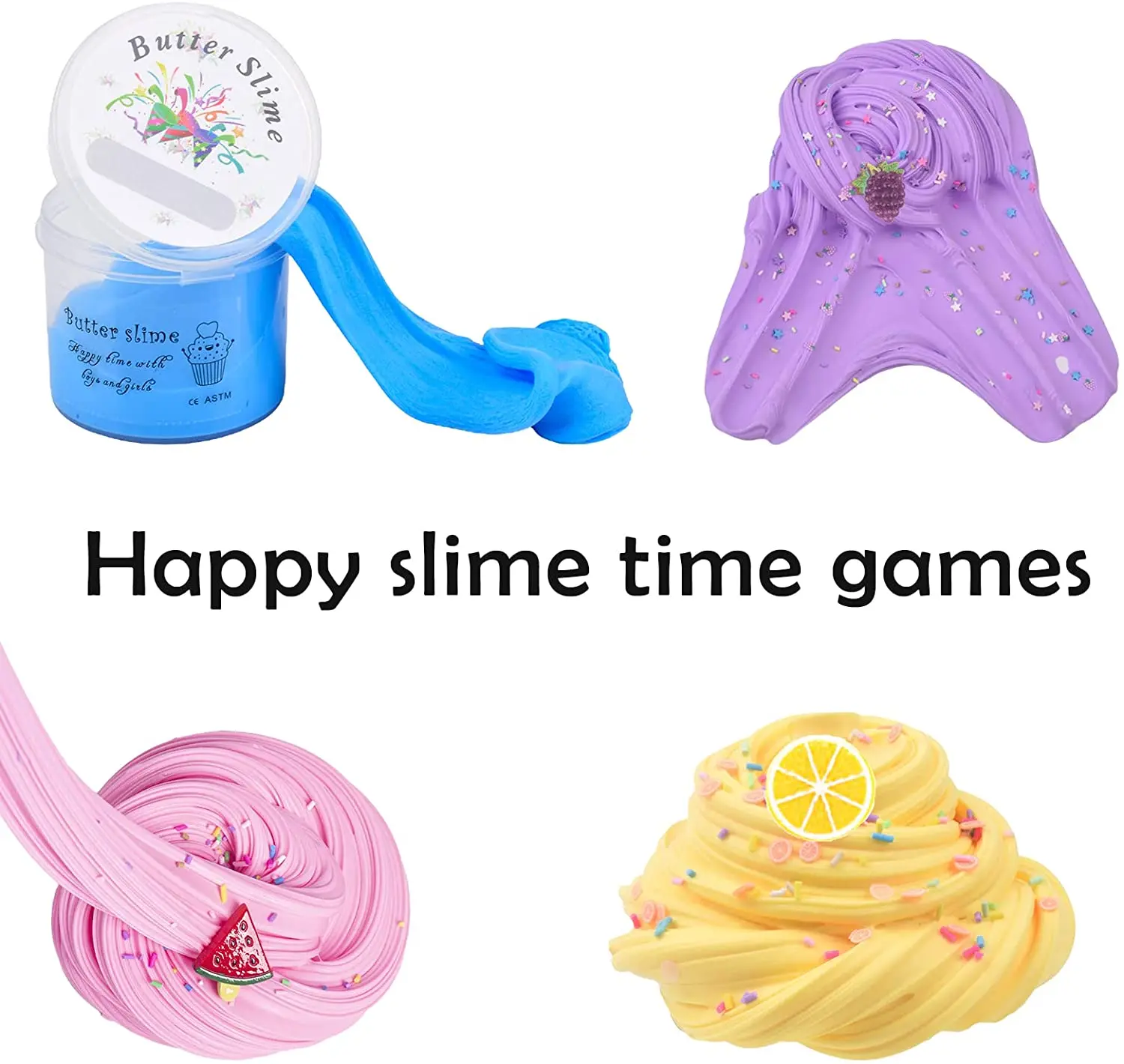 Newest Rainbow Fluffy Slime Colorful Puff Baby Slime Stretchy Soft Scented Polymer Stress Reliever Soft Clay For Kid