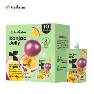 Natural  Nozzle Pouch Vitamin C Enriched Zero Fat Low Calorie Vegan Snacks Passion Fruit Konjac Jelly