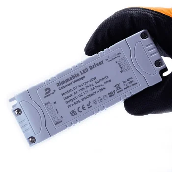 DUSKTEC Slim 5000mA 5A 60W Constant Voltage Power Supply AC 180-240V DC 12V Triac Dimmable LED Driver for Ceiling Panel Lights