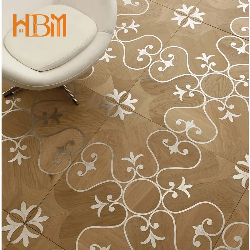 Modern Laminate Wooden Floor Waterproof Metal Inlay Parquet Oak ...