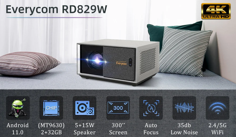 Everycom RD829 Android 11 Best Projector Price  Support 4k Home Theater Cinema Beamer Led  Smart  Projector 4k Android