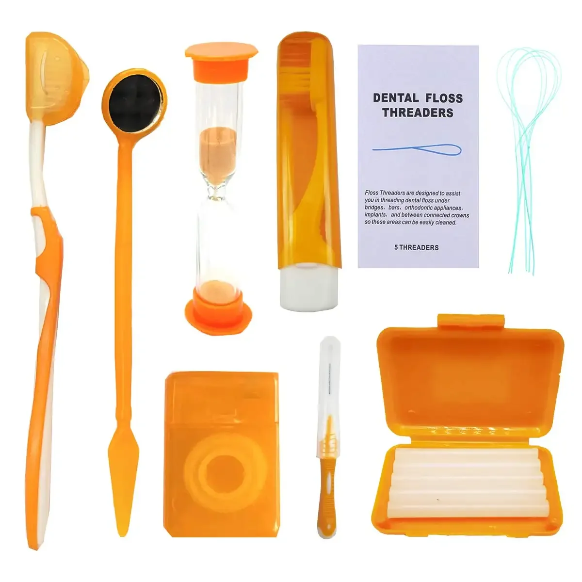 Orthodontic Teeth Cleaning Kit 8pcs Manual Plastic Care Set supplier