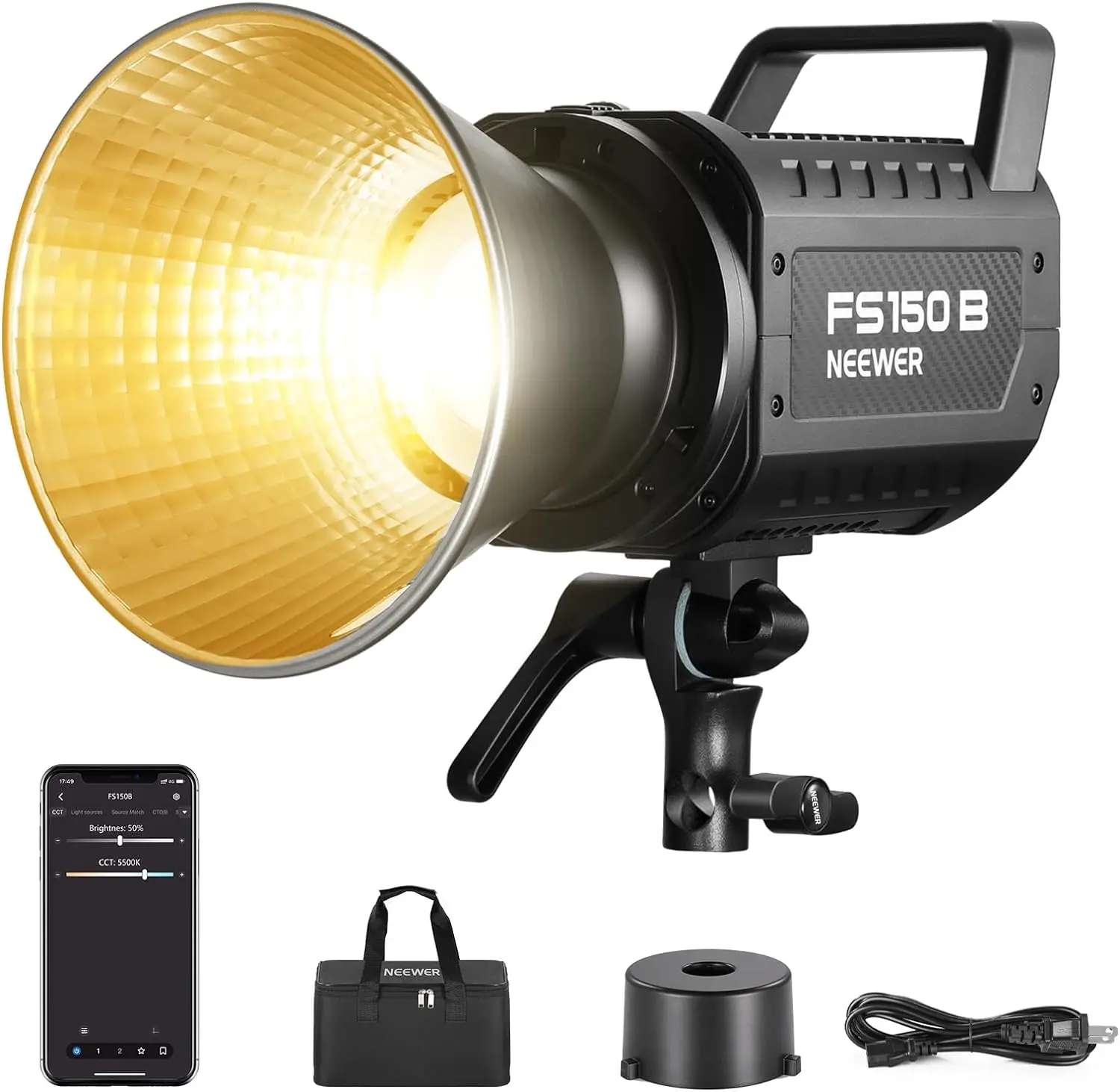 NEEWER FS150B LEDビデオライト 2.4G/APP制御、130WバイカラーCOB静音