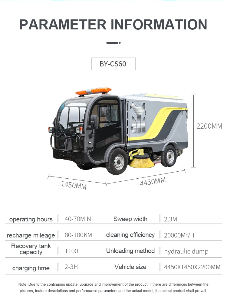 Baiyics60 Small Electric Sanitation Sweeper Street Sweeper Vacuum