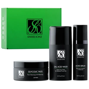 OEM Men Face Wash Serum Glycolic Pads Pore Cleansing Oil Removing Moisturizer Reduces Redness Black Heads Pores Men Skincare Set