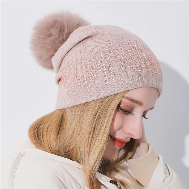 Women Winter Hats Warm Wool Cap Knitted 