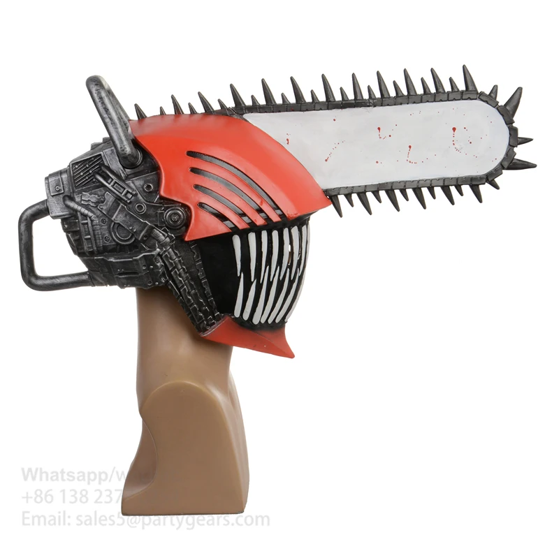 Anime Chainsaw Man Máscara de Látex, Máscara Bloody Pochita Denji, Capacete  Denji Homem Motosserra Para Halloween Cosplay Máscara Fantasia Festa