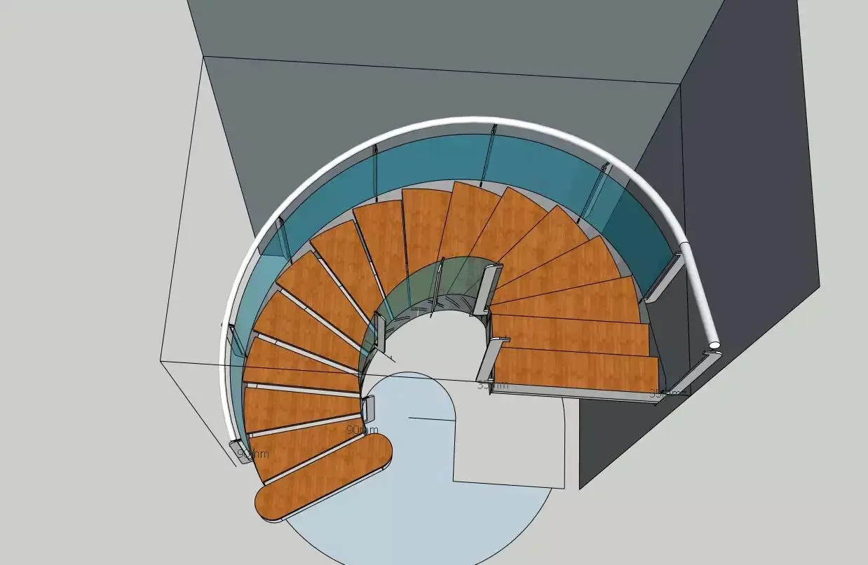 AU Modern Arc Staircase Interiors Double Stringer Arc Stairs Staircase Indoor  Curved Stairs