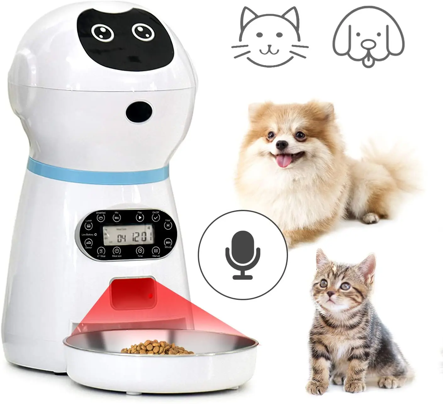 
Заводская поставка, высококачественный умный автоматический дозатор еды, кормушка для кошек, дозатор еды для собак с чашей из нержавеющей стали и таймером 