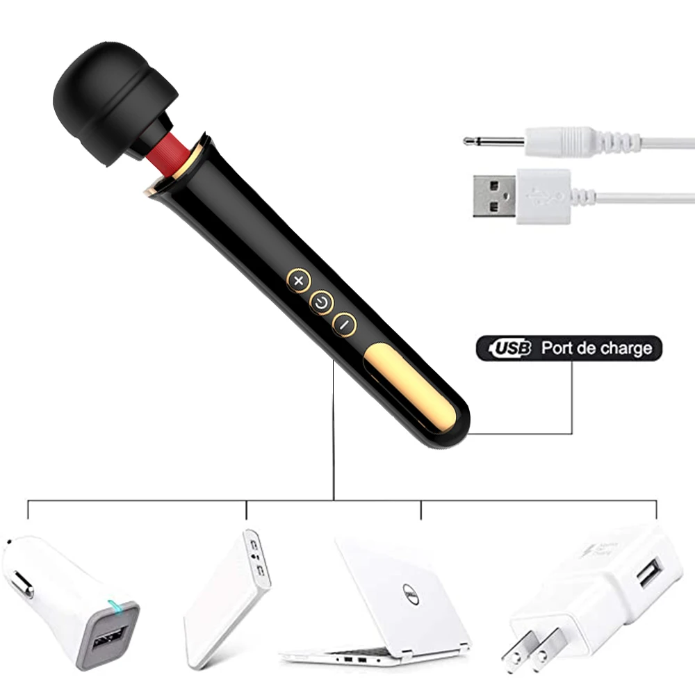 Av Wand 10 Vibration Modes Soft Big Head Body Massager Sex Toy for Female Sex Toy Super Big Vibrator