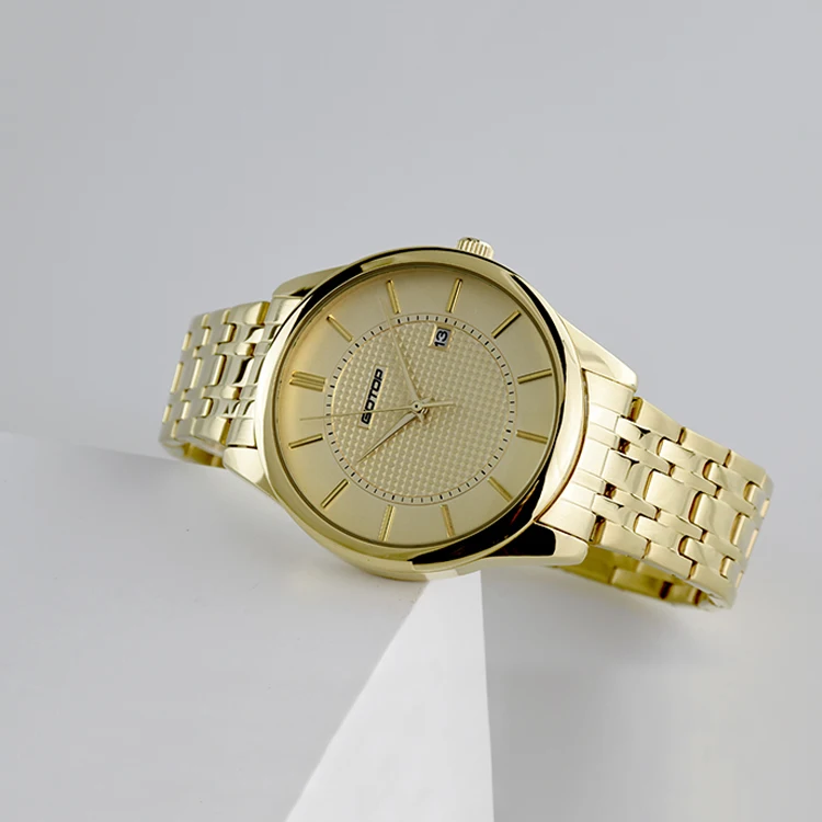 Custom Pyramid Press Texture Dial No Brand Minimalist Men Wrist Watch Import Japan Movt Original Gold Man Watches 2021 for Sale