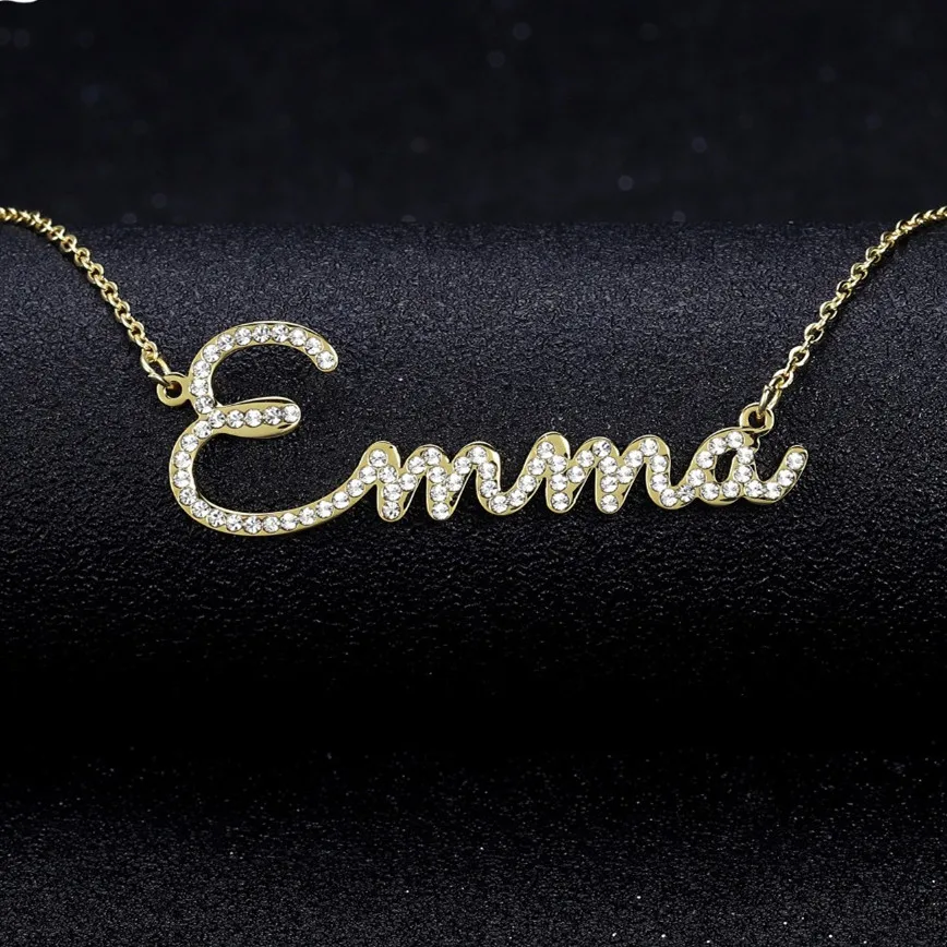 Full Crystal Personalized Name Necklace 