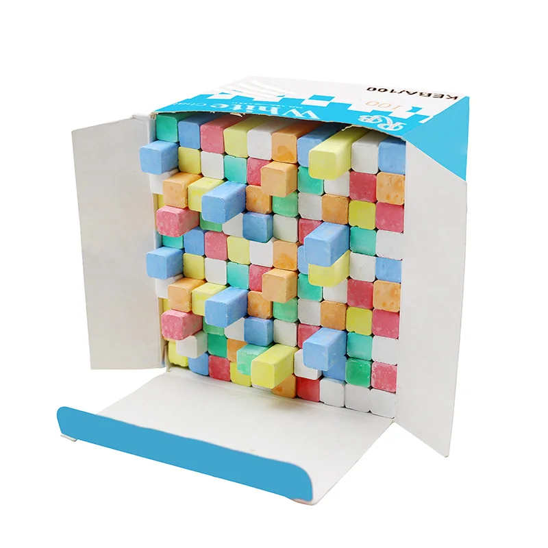 Оптовая продажа школьный обучающий Мел квадратной формы для доски беспыльная красочная упаковка меловой коробки