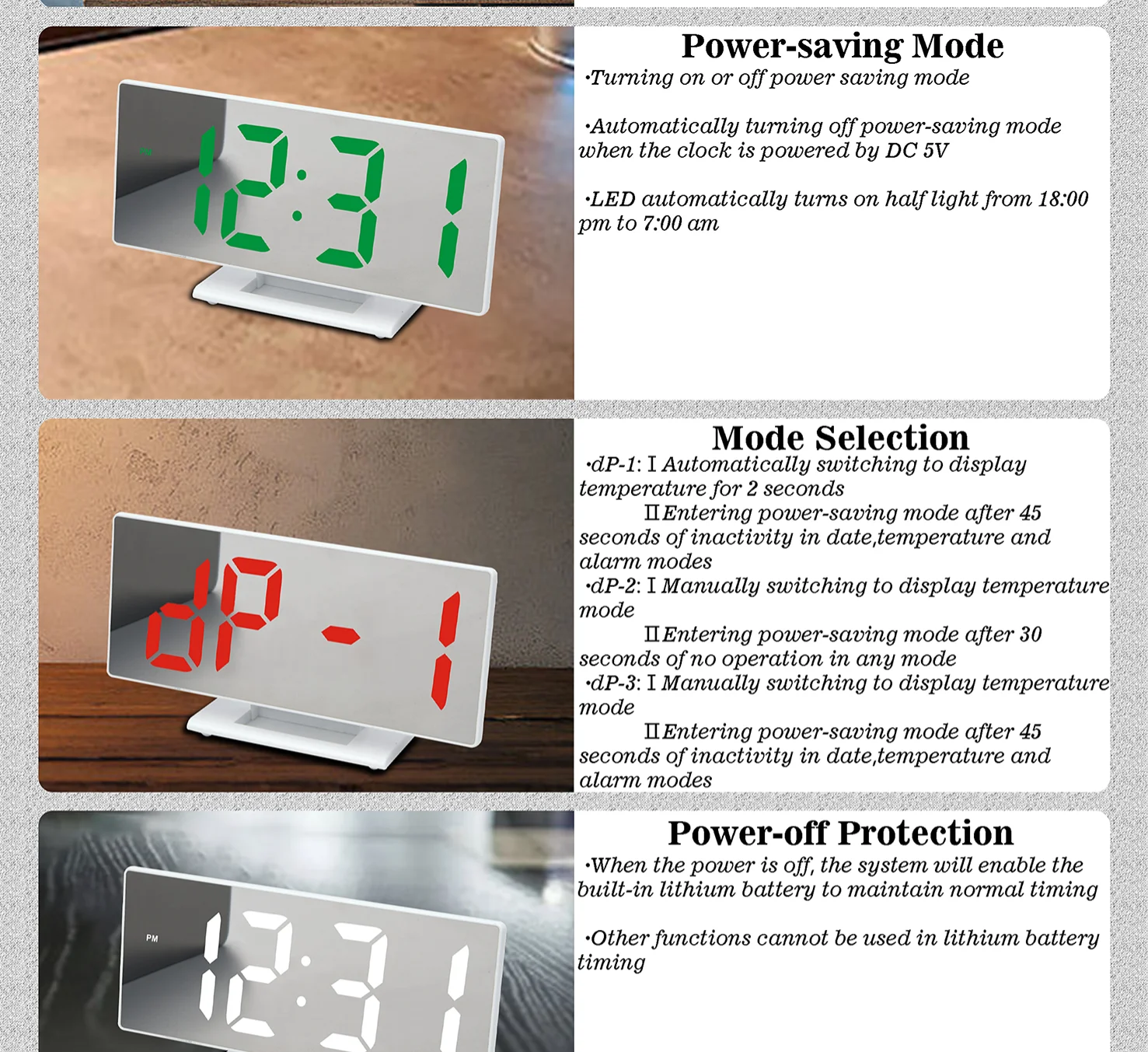 Led Digital Alarm Clock Wall And Desk Clock Smart Electric Clock