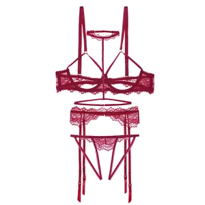 Women's Sexy Lingerie Set Hot Sales Mature Love Styles see-through mesh hollow out sexy underwear