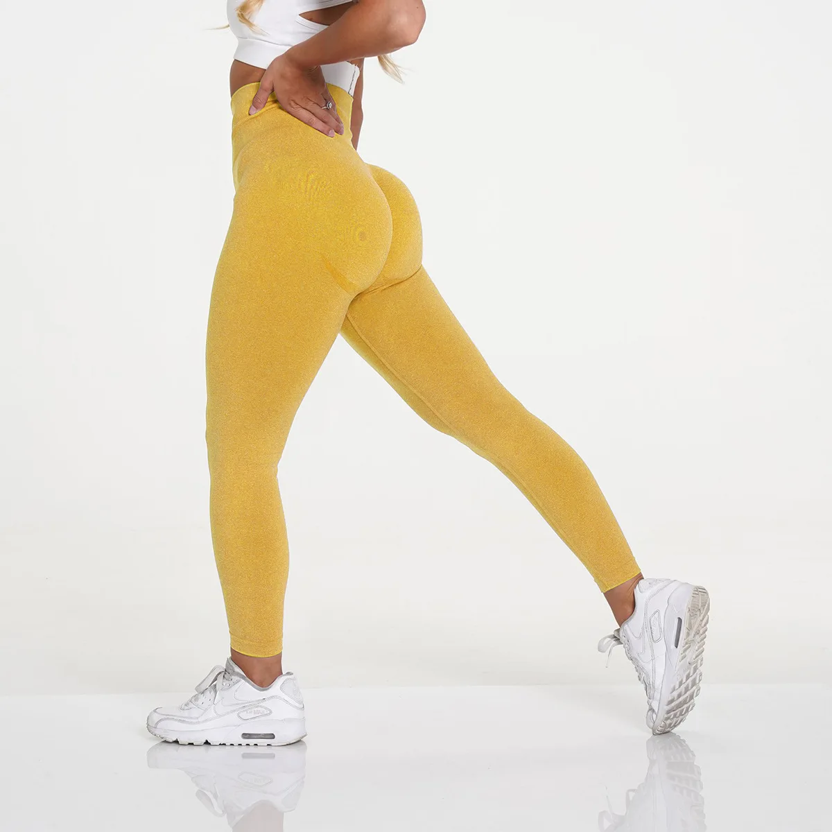 $149 Blanc Noir Women's Yellow Yolo High-Waist Leggings Pants Size L