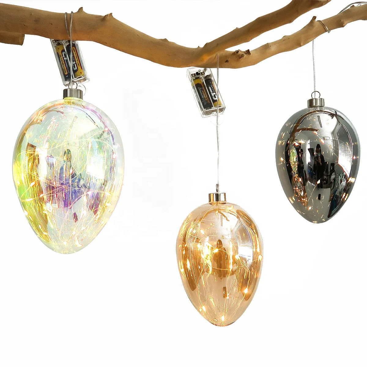 DIY custom LED iridescent decorative blown glass coloring Easter egg ornaments