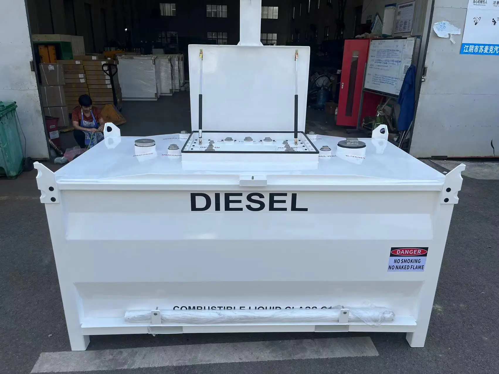 Sumac 1500L-2500L Portable Carbon Steel Double Wall Powder Coated Self Bunded Diesel/Gasoline Motor Oil Storage Tank Long