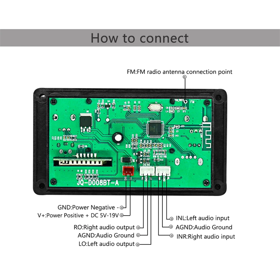 Bluetooth Wireless Audio Speaker Record Decoder MP3 Player Module With Volume Knob LCD Screen Display