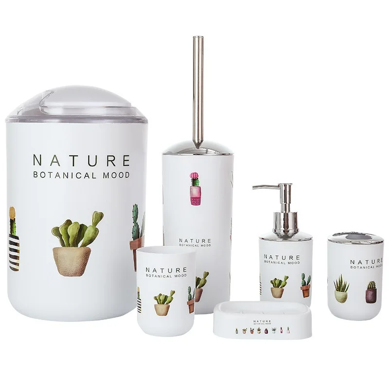 Оптовая продажа от производителя 6 штук диспенсер для мыла набор аксессуаров ванной комнаты пластиковые