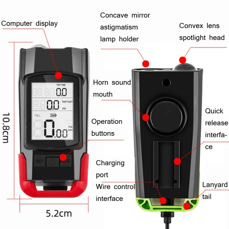 3 в 1 беспроводной со звуковым сигналом и передний свет ночной езды на велосипеде безопасный Велосипедный свет с велосипед велосипедный Спидометр с подсветкой