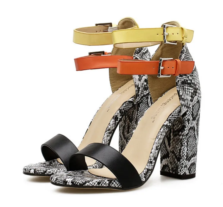 Zapatillas De Serpiente Para Mujer,Zapatos Sexys Con Correa De Hebilla De  Pu,Sandalias De Tacón Alto A La Moda De Color Mezclado,Novedad De Verano -  Buy Zapatos De Tacón Alto,Serpiente Pu,Nuevos Zapatos De