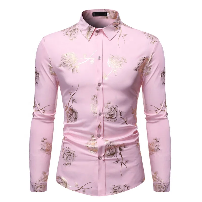 slim fit dress slacks Men's Banded Collar Dress Shirt in White with Gold Embroidery, 18½ 34/35 / White