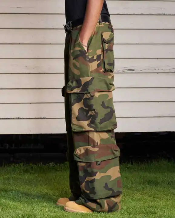 Salati Custom Cago Long Print Cotton Twill Wide Leg Baggy Carpenter Work Utility Tactical Camouflage Camo Cargo Pants for Men gallery 4