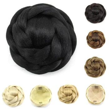 Good Quality 6colors Synthetic Ladies Hair Bun With Clips Donut Chignon Dome Hair Pieces
