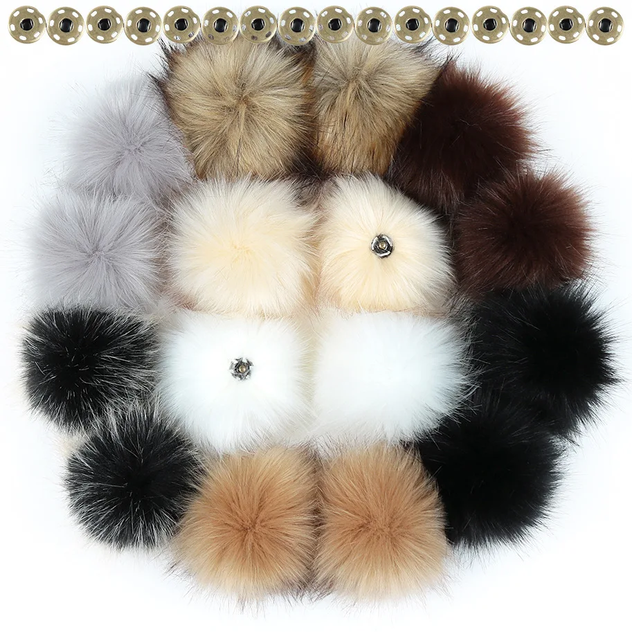 Lot de 12 pompons en fausse fourrure de renard duveteux avec boucle élastique amovible pour chapeaux, chaussures, écharpes, gants, sacs, porte- clés (bleu sarcelle