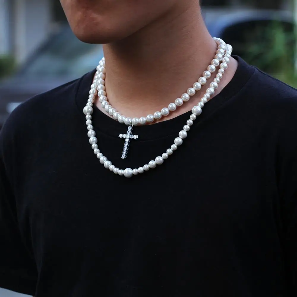 Yertter 3-Piece Chunky Chain Necklace Set For Men & Women | Multi-Layered Pearl & Wing Pendant Adjustable Cable Curb Chains