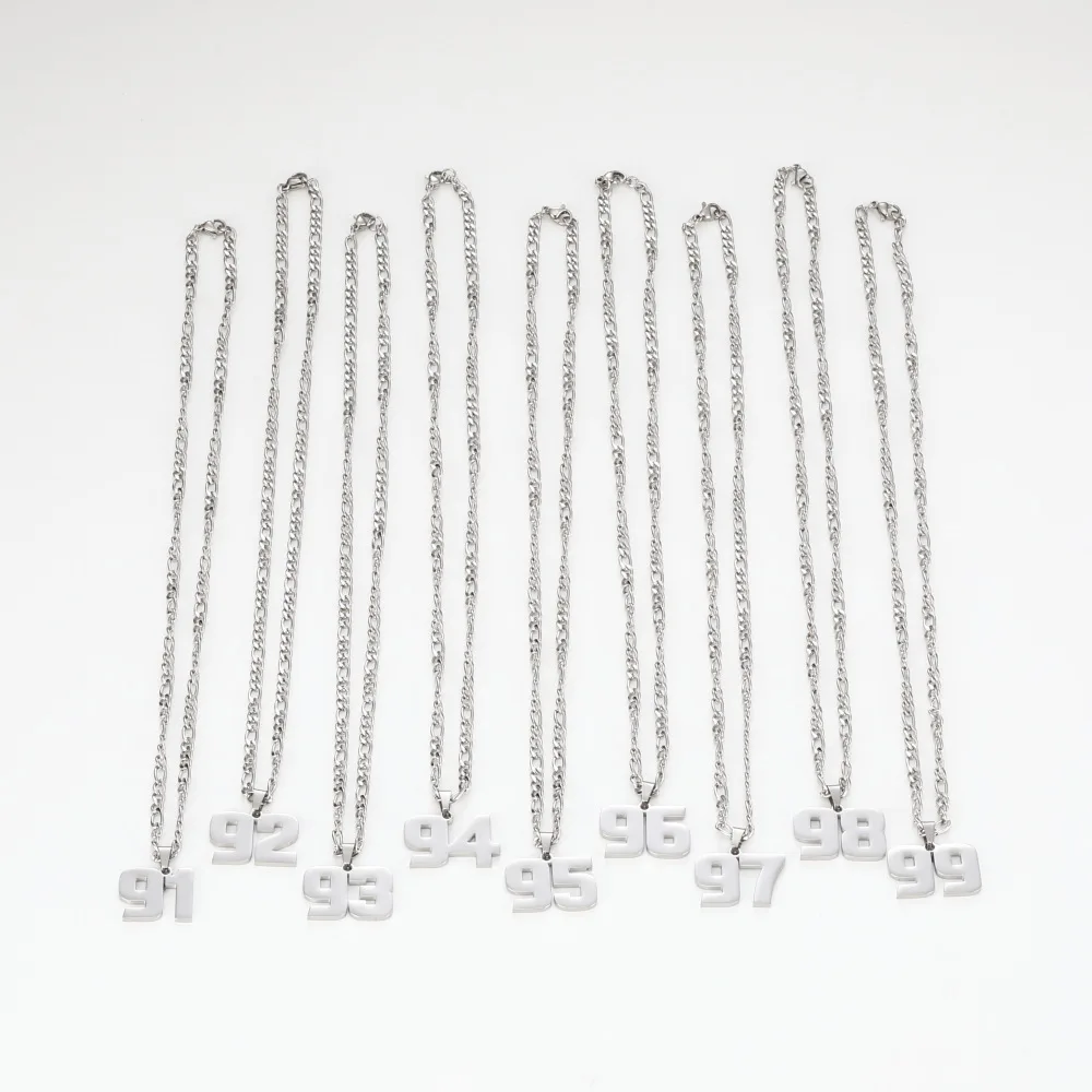 Rehoboth Football Jersey Number Pendant Necklace - Stainless Steel Adjustable Chain, Choose Your Number 0-99