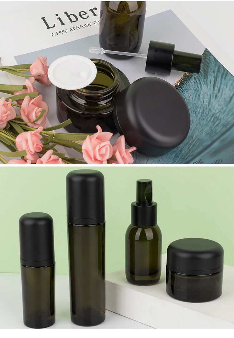 cosmetics bottle 50g 40ml 50ml 100ml cosmetics cream jar bottle with black plastic pump head supplier