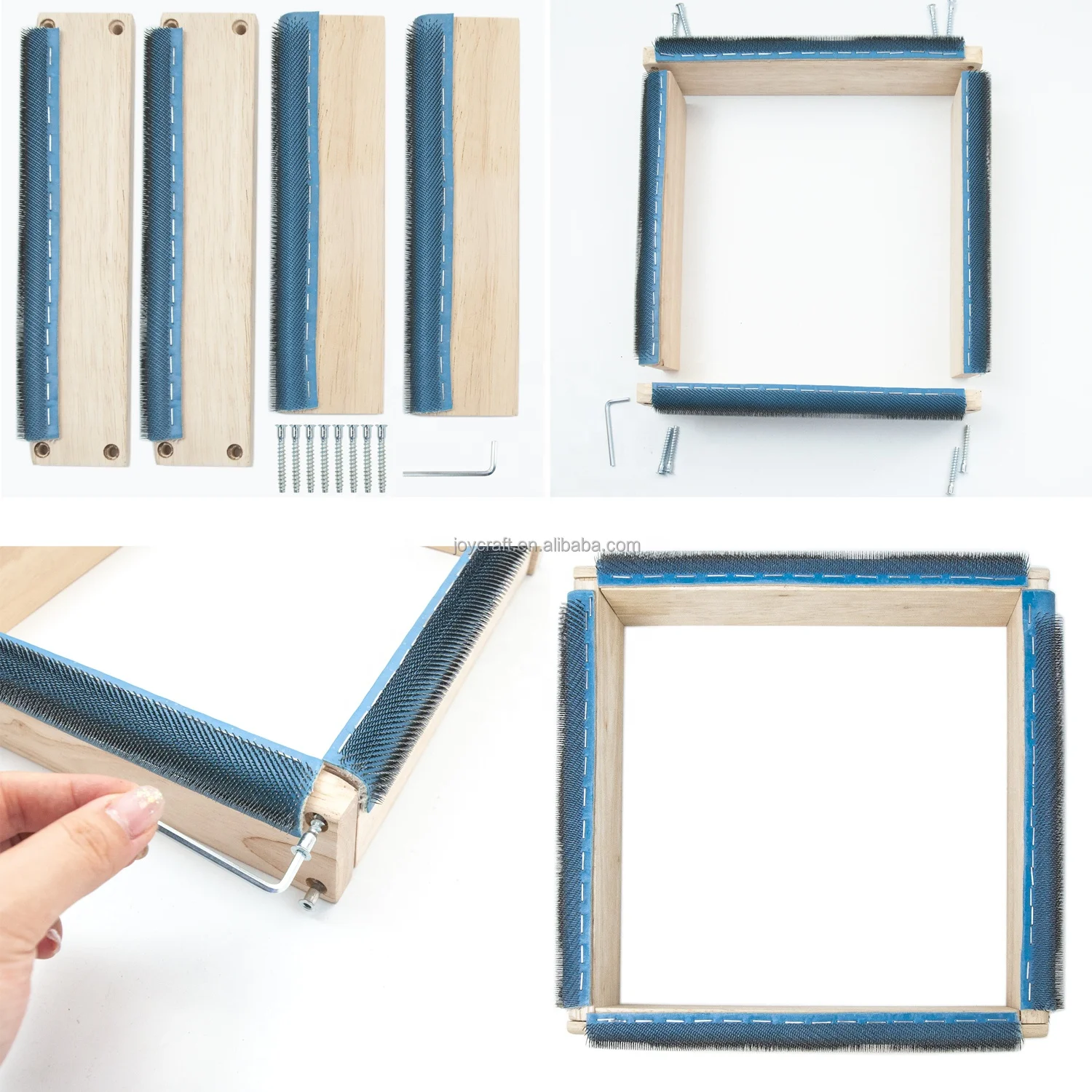 Square Embroidery Gripper Frame with Needles Rug Hooking Frame 40cm Punch Needle Hoop