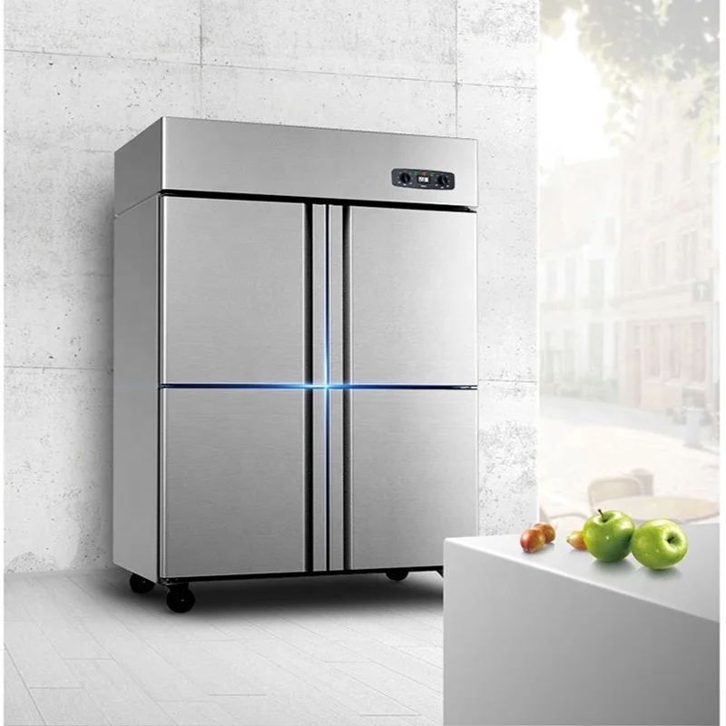 4-дверь холодильник коммерческих вертикальных четырехдверный холодильник dual-компьютер с двумя температурными режимами морозильная камера/постоянным током морозильник холодильник