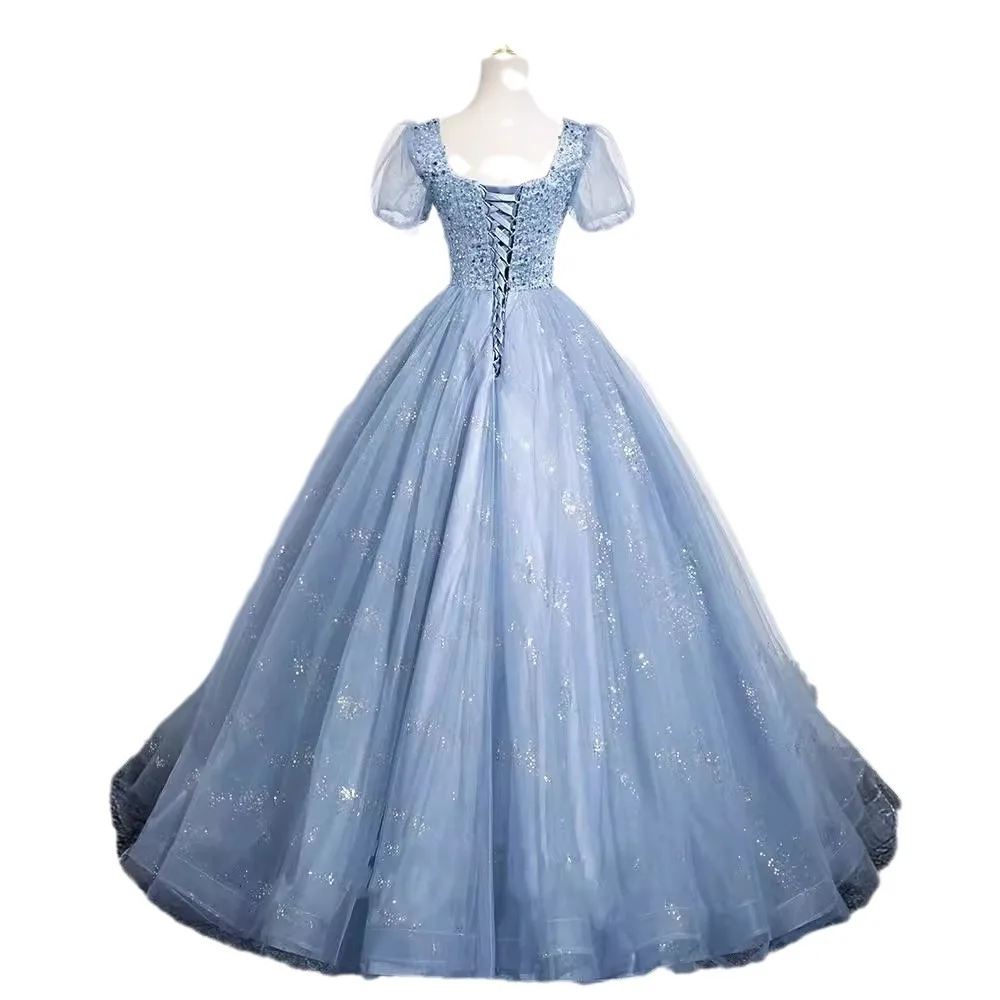 Royal Blue Plus Size Evening Gown - SWS135 Halter Neck Party Dress with  Lace Decoration for All Seasons