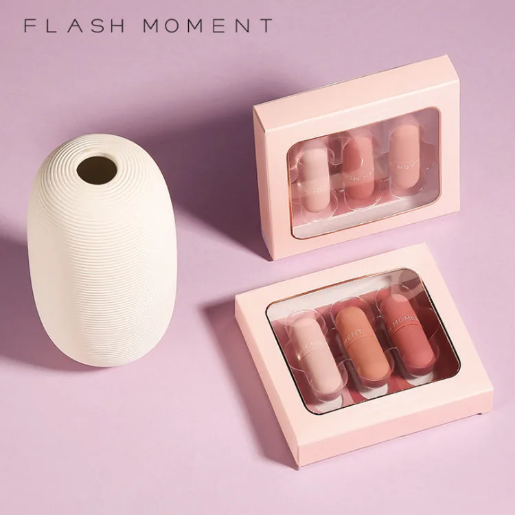 High Quality FLASH MOMENT Moisturizing Matte 3 Colors Mini Capsule Lip Gloss Set Lipstick