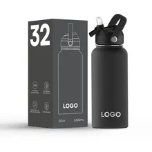 Double Wall Water Bottle Stainless Steel Flask Sports Bottle with Handle Lid 12oz 32oz 40oz 64oz
