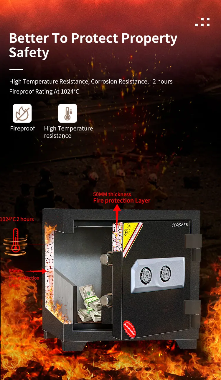 CEQSAFE Cajas De Seguridad Kluis Fuertesafer Money Coffre Large Fire Proof Safe Box factory