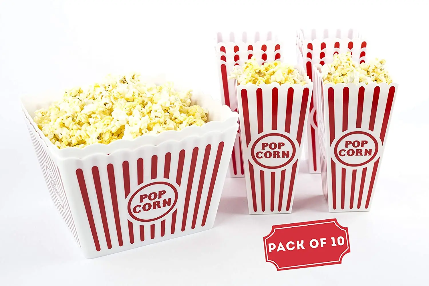 175oz Big Square Plastic Popcorn Bucket With Scalloped Top Edge Recyclable Pp Material Bpa Free