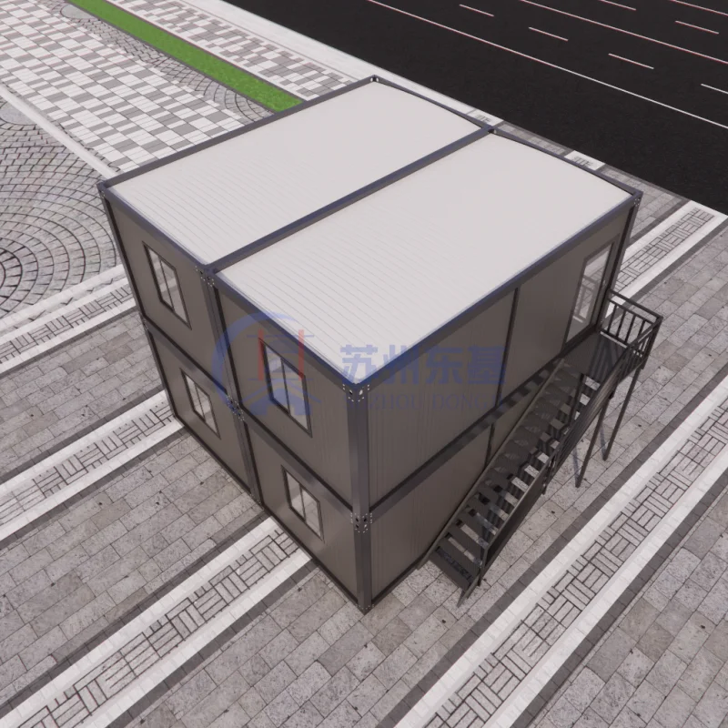 مكتب حاويات حديث متنقل وحدوي جاهز مقاس 20 قدمًا و40 قدمًا، هيكل أسود مسطح، مبانٍ جاهزة على شكل حاويات Casas Contenedor