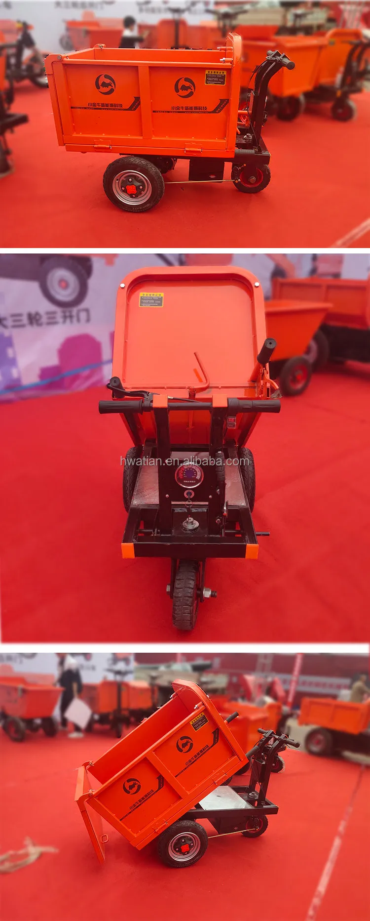 Easy Use Self-unloading Tricycle Cargo Cart Trolley Electric Wheelbarrow Dumper, Electric Mini Dumper